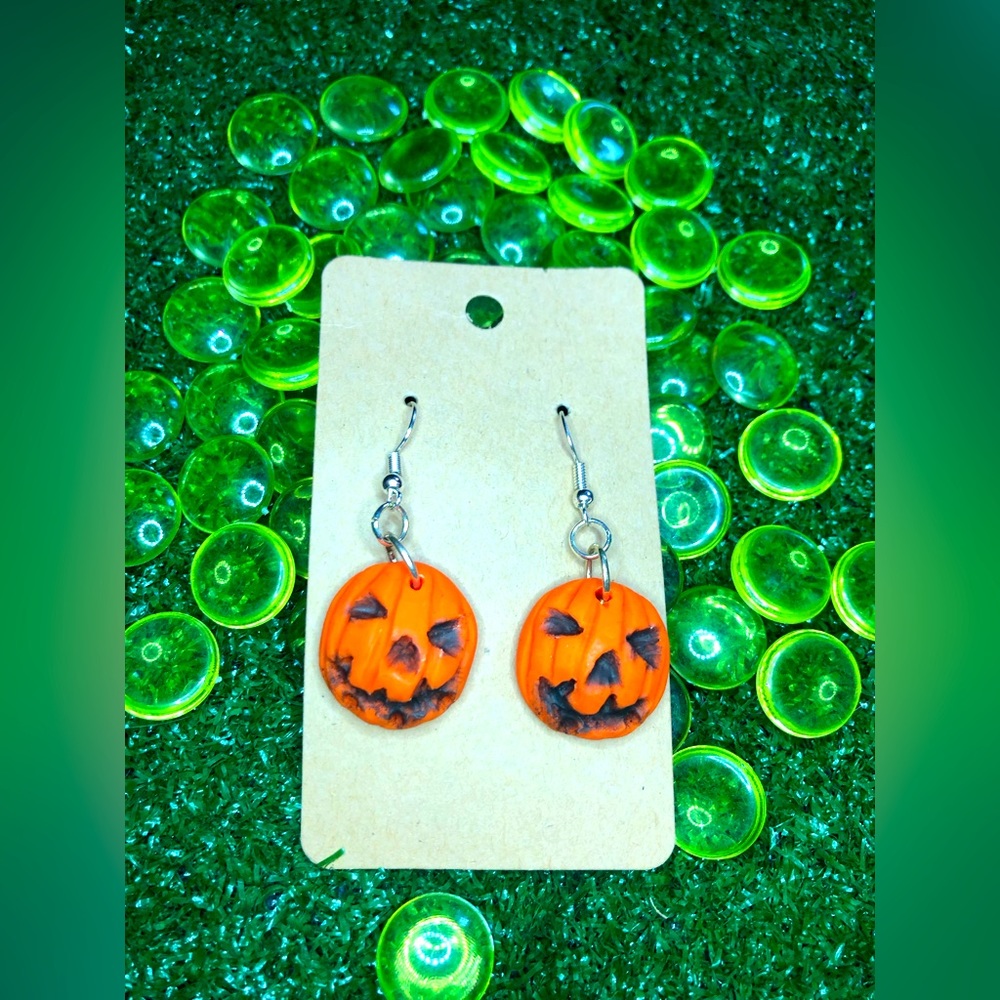Polymer clay pumpkin earrings